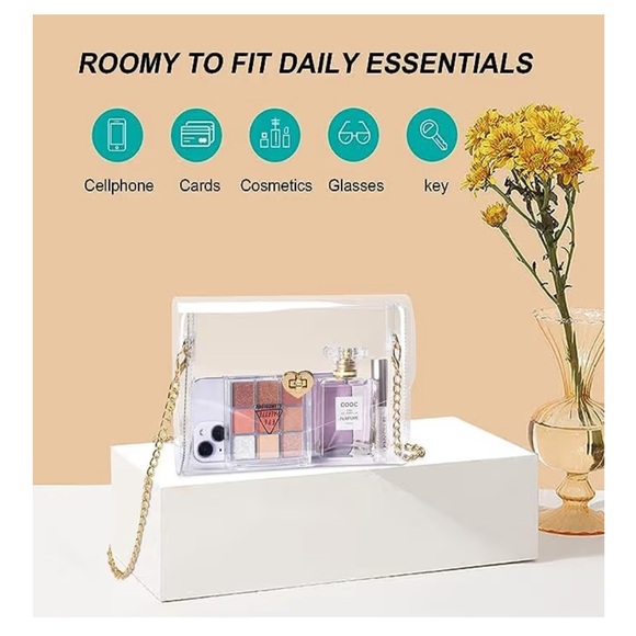 NWT Clear Acrylic Crossbody Bag with Gold Chain - Picture 2 of 5